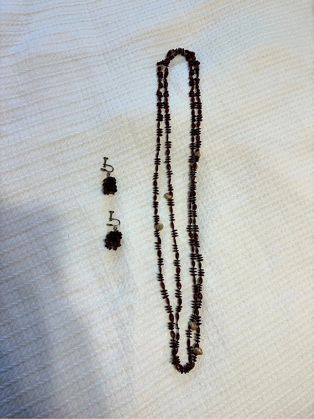 Brown Beaded Necklace & Earrings Set